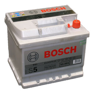 Автомобильный аккумулятор BOSCH S5 001 Silver Plus 12V 52Ah 520A обратная полярность (0092S50010)